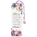 Dicksons Blessed She Holds Hand Character Mother Purple Floral 6 x 2 Laminated Cardstock Bookmark with Tassel Pack of 12