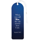 Dicksons When You Call Him He Will Answer Here I Am Ombre Navy Blue 2 x 6 Paper and Tassel Curved Top Encouraging Tassel Bookmark, Pack of 12