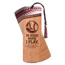 Baseball - in Jesus Name I Play - 1 Corinthians 10:31-6 x 2 Inch Brown Cardstock Tassel Bookmark Place Keeper; Pack of 12