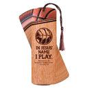 Basketball - in Jesus Name I Play - 1 Corinthians 10:31-6 x 2 Inch Brown Cardstock Tassel Bookmark Place Keeper; Pack of 12