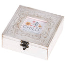 Dicksons Child Of God - Pink Yellow Flowers - 6 x 6 x 2.25 Inch Distressed White MDF Wood Petite Musical Jewelry Box Plays Amazing Grace
