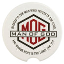 Dicksons Blessed is The Man Who Trusts White 2.75 x 2.75 Ceramic Car Coasters Protective Cupholder Liner, Set of 2