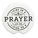 Dicksons Living On A Prayer Distressed White 2.5 inch Ceramic Car Coasters Set of 2