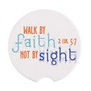 Dicksons Faith in God 2.7 x 2.7 Ceramic Moisture Absorbing Car Coasters into Auto Cupholders, Pack of 2 (Walk by Faith)