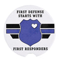 Dicksons First Defense Responders Police Officer Blue Line and Black 2.5 Inch Absorbent Ceramic Car Coasters Set of 2
