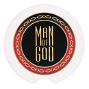 Dicksons Man of God Inspirational Decorative Black and Red 2.7 x 2.7 Ceramic Moisture Absorbing Auto Cupholders, Pack of 2