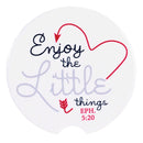 Dicksons Enjoy The Little Things White 2.7 x 2.7 Ceramic Moisture Absorbing Auto Cupholders, Pack of 2