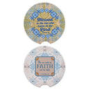 Dicksons Inspirational Christian Car Coaster Accessory for Cup Holder 2.75 x 2.75 Inch Absorbent Ceramic Blessed and Faith Assorted Set of 2