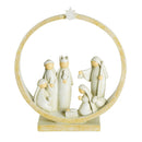 Dicksons Nativity Scene in Circular Creche Distressed White 8 Inch Christmas Tabletop Figurine