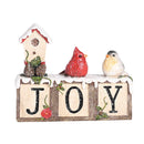 Dicksons Christmas Tabletop Figurine Festive Holiday Décor 4.5 x 5.5 Inch Resin Glittered Joy Blocks with Birds