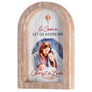 Dicksons Decorative Christmas Arched Frame Hanging Wall Sign 6.75 x 10.5 Inch MDF Nativity Scene Let Us Adore Him
