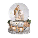 Dicksons Musical Tabletop Snow Globe Holiday Christmas Décor 4.5 x 5.75 Inch Glass with Resin Base Holy Family Plays Silent Night Silver