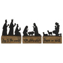 Dicksons Silhouette Wood Block Christmas Nativity Brown and Black 7 Inch Resin Figurine Set of 3