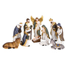 Dicksons Nativity Scene Figurines Christmas Décor 2.75 x 5 Inch Resin Holy Family and Animals White and Gold Color Set of 11