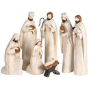 Dicksons Nativity Scene Figurines Christmas Décor 3.5 x 11.25 Inch Resin Holy Family White Carved Mock Set of 7
