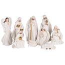 Dicksons Nativity Scene Figurines Christmas Décor 3.75 x 7 Inch Resin Holy Family White and Gold Carved Mock Set of 9
