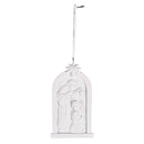 Dicksons Decorative Holiday Hanging Christmas Tree Ornament 3 x 5.5 Inch Resin Holy Family Creche White