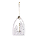Dicksons Decorative Holiday Hanging Christmas Tree Ornament 3 x 5 Inch Resin Holy Family Creche White and Gold