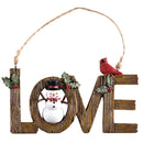 Dicksons Decorative Holiday Hanging Christmas Tree Ornament 2.75 x 4.5 Inch Resin Love Snowman and Cardinal Bird