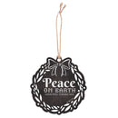 Dicksons Decorative Holiday Hanging Christmas Tree Ornament 4 Inch Metal Peace on Earth Wreath