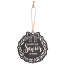 Dicksons Decorative Holiday Hanging Christmas Tree Ornament 4 Inch Metal Christ Savior Wreath Bow