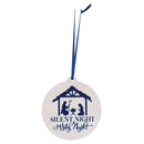Dicksons Silent Night Navy Blue and White 4 Inch Wood Hanging Christmas Ornament