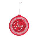 Dicksons Decorative Holiday Hanging Christmas Tree Ornament 4 x 4.25 Inch MDF Joy to The World Red