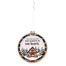 Dicksons Decorative Holiday Hanging Christmas Tree Ornament 4 x 4.25 Inch MDF Always in Our Hearts Cabin