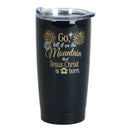 Dicksons Matte Black 20 Ounce Stainless Steel Insulated Christmas Travel Mug with Lid, Go Tell It On The Mountain