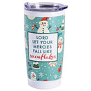 Dicksons Festive Christmas Travel Tumbler Cup 20 Ounce Stainless Steel Snowmen Lord Mercies Fall Like Snowflakes