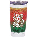 Dicksons Festive Christmas Travel Tumbler Cup 20 Ounce Stainless Steel Glitter Jesus Is the Reason for Season