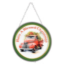 Dicksons Festive Holiday Suncatcher Hanging Ornament for Window 6 Inch Glass and Metal Red Truck Blessed Christmas