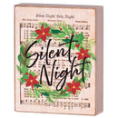 Dicksons Decorative Christmas Plaque Tabletop Block Sign 3 x 4 Inch MDF Wreath Silent Night Hymn