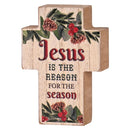 Dicksons Decorative Christmas Plaque Tabletop Block Sign 3 x 4 Inch MDF Cross Jesus the Reason