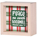 Dicksons Decorative Christmas Double Sided Tabletop Block Sign 4 x 4 Inch Wood Plaid Jesus Is Reason