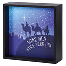 Dicksons Decorative Christmas Double Sided Tabletop Block Sign 9.5 x 9.5 Inch Wood Wise Men Seek Him Blue