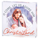 Dicksons Decorative Christmas Tabletop Plaque Sign 3 x 3 Inch Glass Let Us Adore Him
