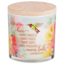 Dicksons Softly Scented Inspirational Christian Jar Candle 13 Ounce Natural Soy Wax Love Never Fails
