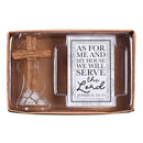 Dicksons As for Me and My House Brown and White 2 x 3 Resin Cross Figurine and Itty Bitty Blessings Card Set