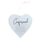 Confirmed in Christ - Romans 15:13-4.5 Inch Frosted White Glass Heart Shaped Hanging Ornament