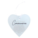 My First Communion - John 6:35-4.5 Inch Frosted White Glass Heart Shaped Hanging Ornament
