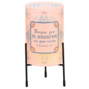 Dicksons Inspirational Christian Hurricane Candle Holder with Black Stand 4 x 8 Inch Frosted Blush Glass Camina Por Fe