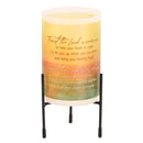 Dicksons Trust The Lord to Comfort You Yellow Iron and Glass Hurricane Candleholder (Candle not Included) 8 x 4 Inch