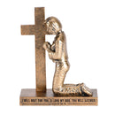 Dicksons Called to Pray Cross I Will Wait for You Psalm 38:15 Gold Resin Collectible Figurine Statue 8 x 5.3 Inch