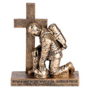 Dicksons Called to Pray Cross Firefighter Romans 12:12 Gold Resin Collectible Figurine Statue 8 x 5.5 Inch