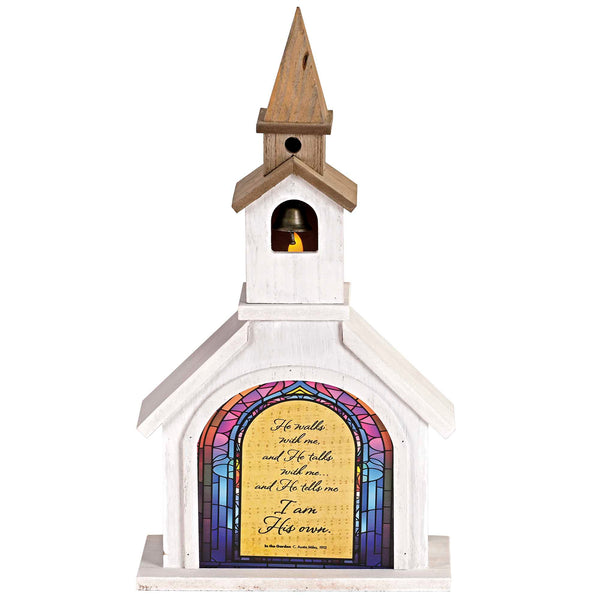 Dicksons, Classic Hymns, Inspirational Christian, 14.5 inch Tall, Table Top Decoration, Church Village Figure, Includes LED Tea Light Holder, In The Garden
