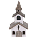 Dicksons Christmas Tabletop Figurine Festive Holiday Décor 6.75 x 12 Inch Wood Quaint White Church with Bell and Cross