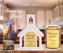 Dicksons, Classic Hymns, Inspirational Christian, 14.5 inch Tall, Table Top Decoration, Church Village Figure, Includes LED Tea Light Holder, Amazing Grace