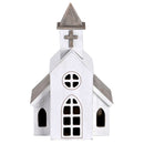 Dicksons Christmas Tabletop Figurine Festive Holiday Décor 7.5 x 12 Inch Wood White Steeple with Cross