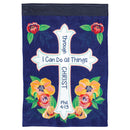 Dicksons Can Do All Things Through Christ Navy Floral 13 x 18 Polyester Garden Flag